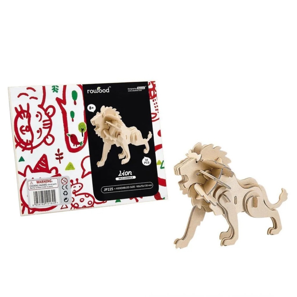 Robotime Harbor Freight Wooden Lion 3D Puzzle 34 piece NWT